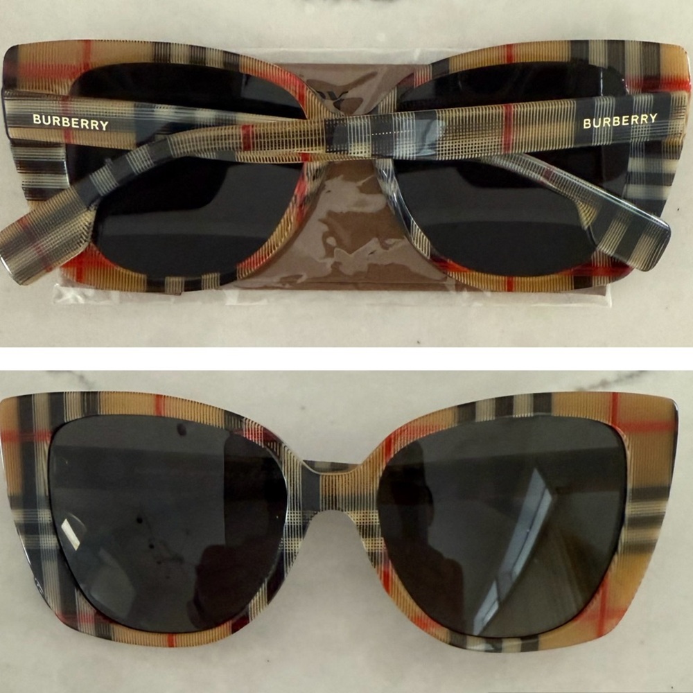 CLASSIC BURBERRY CAT- EYE FRAME SUNNIES IN THEIR CHECK PATTERN SIGNATURE STYLE - Picture 8 of 16